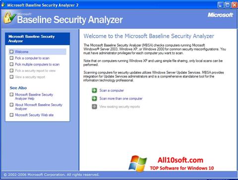 Снимка на екрана Microsoft Baseline Security Analyzer за Windows 10