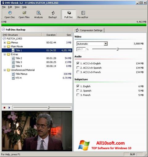 Снимка на екрана DVD Shrink за Windows 10