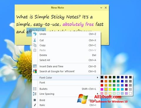 Снимка на екрана Simple Sticky Notes за Windows 10