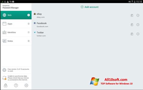 Снимка на екрана Kaspersky Password Manager за Windows 10