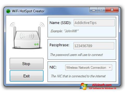 Снимка на екрана Wi-Fi HotSpot Creator за Windows 10