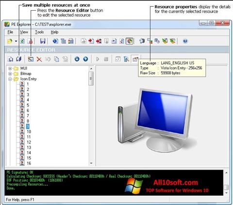 Снимка на екрана PE Explorer за Windows 10