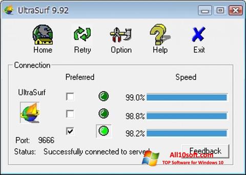 Снимка на екрана UltraSurf за Windows 10