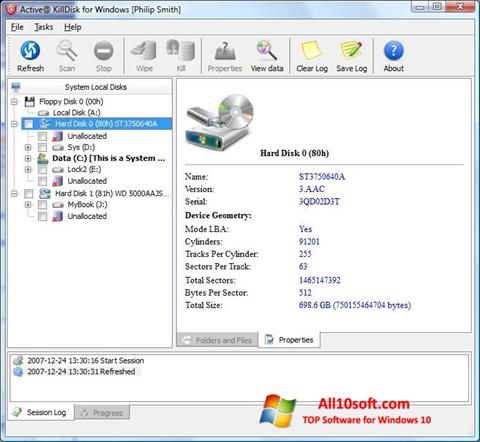 Снимка на екрана Active KillDisk за Windows 10