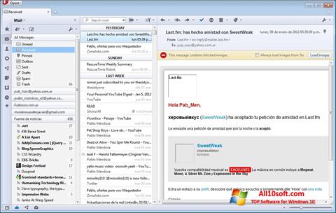 Снимка на екрана Opera Mail за Windows 10