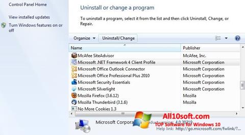 Снимка на екрана Microsoft .NET Framework за Windows 10