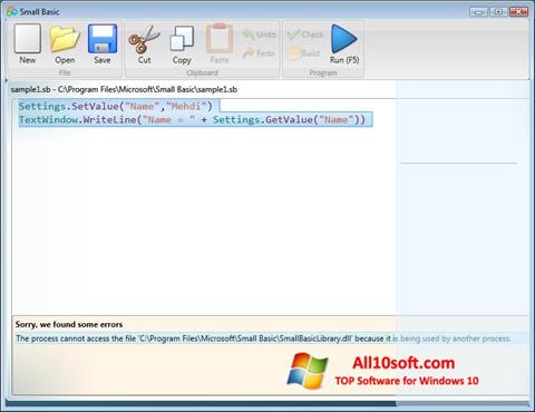 Снимка на екрана Small Basic за Windows 10
