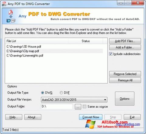Снимка на екрана PDF to DWG Converter за Windows 10