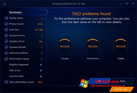 Снимка на екрана Advanced SystemCare Free за Windows 10