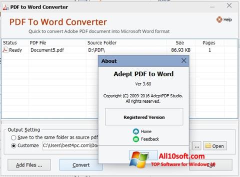 Снимка на екрана PDF to Word Converter за Windows 10