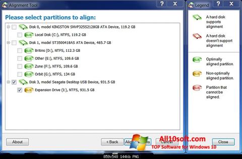 Снимка на екрана Paragon Alignment Tool за Windows 10