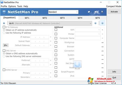 Снимка на екрана NetSetMan за Windows 10
