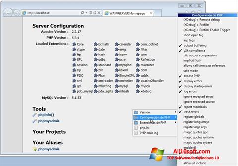 Снимка на екрана WampServer за Windows 10