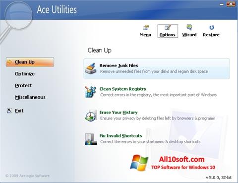 Снимка на екрана Ace Utilities за Windows 10