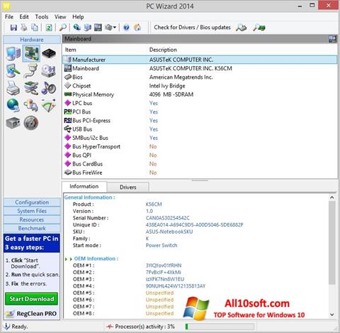 Снимка на екрана PC Wizard за Windows 10