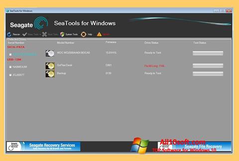 Снимка на екрана Seagate SeaTools за Windows 10