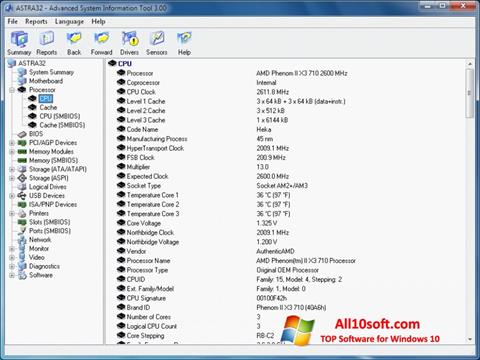 Снимка на екрана ASTRA32 за Windows 10
