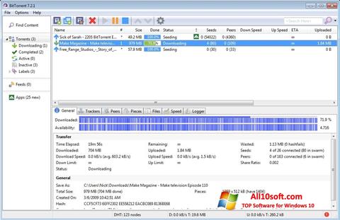Снимка на екрана BitTorrent за Windows 10