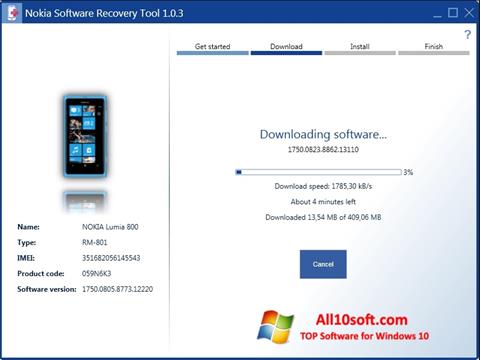 Снимка на екрана Nokia Software Recovery Tool за Windows 10