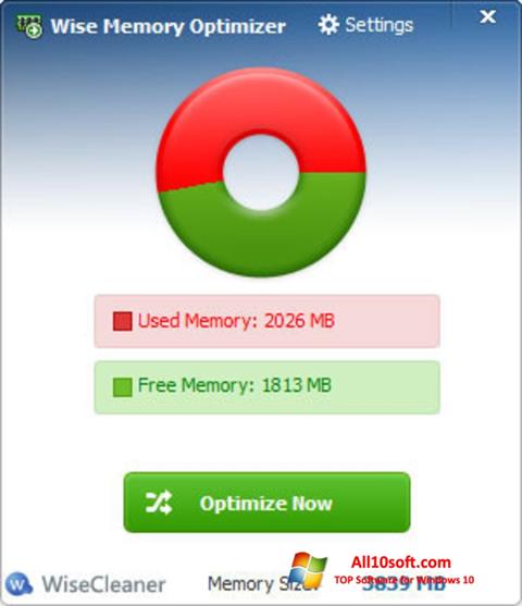 Снимка на екрана Wise Memory Optimizer за Windows 10