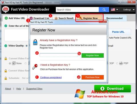 Снимка на екрана Fast Video Downloader за Windows 10