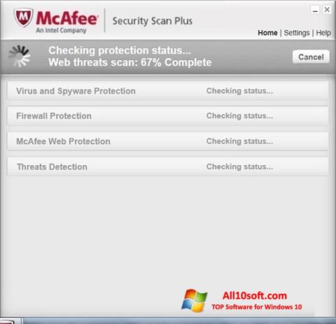 Снимка на екрана McAfee Security Scan Plus за Windows 10