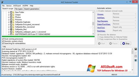 Снимка на екрана AVZ за Windows 10
