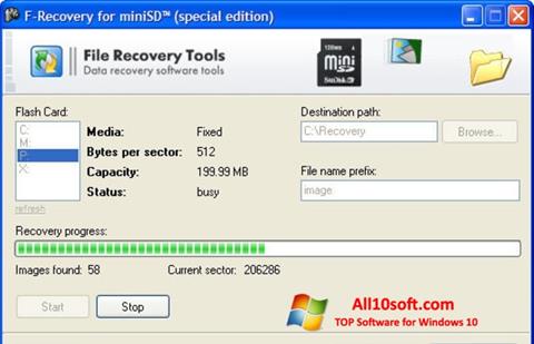 Снимка на екрана F-Recovery SD за Windows 10