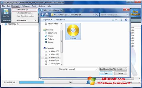 Снимка на екрана WinISO за Windows 10