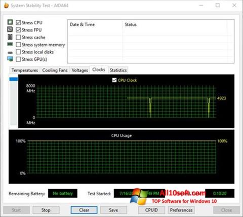 Снимка на екрана CPU Stability Test за Windows 10