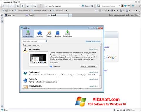 Снимка на екрана Lunascape за Windows 10