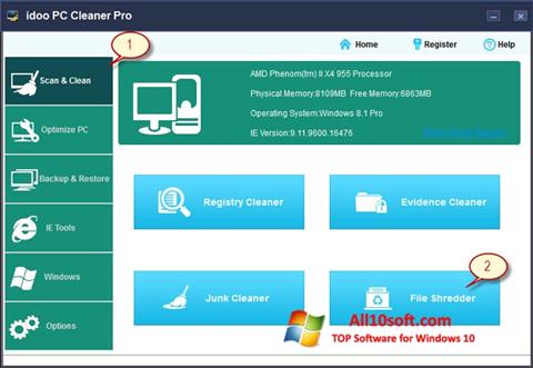 Снимка на екрана PC Cleaner за Windows 10