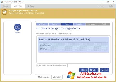 Снимка на екрана Paragon Migrate OS to SSD за Windows 10