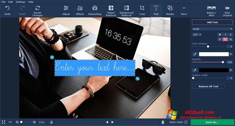 Снимка на екрана Movavi Photo Editor за Windows 10