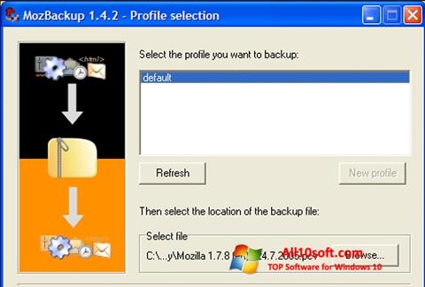 Снимка на екрана MozBackup за Windows 10