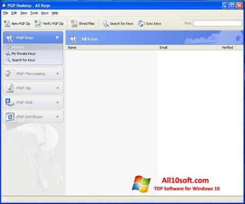 Снимка на екрана PGP Desktop за Windows 10