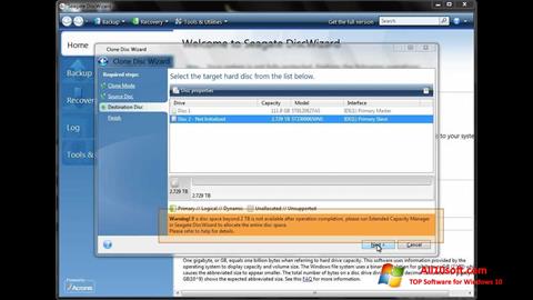 Снимка на екрана Seagate DiscWizard за Windows 10