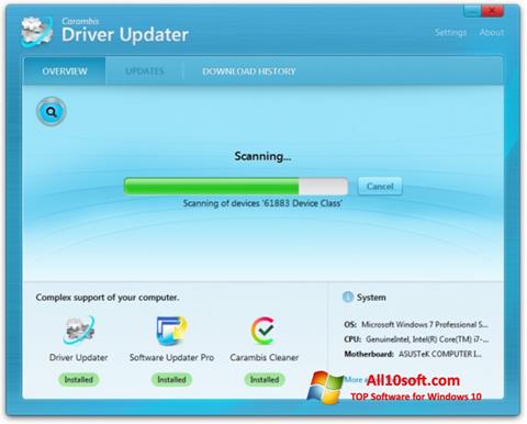 Снимка на екрана Carambis Driver Updater за Windows 10