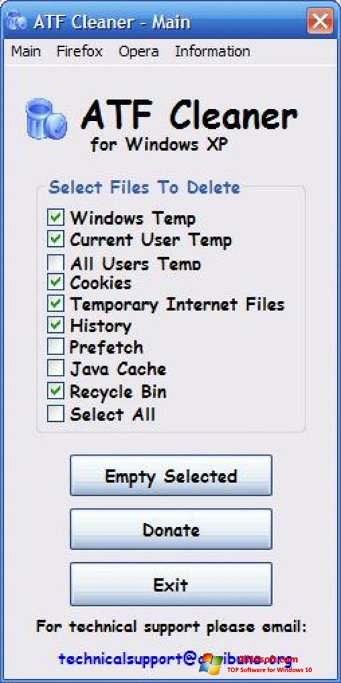 Снимка на екрана ATF Cleaner за Windows 10