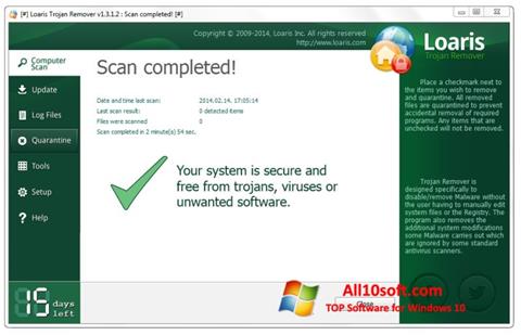 Снимка на екрана Trojan Remover за Windows 10