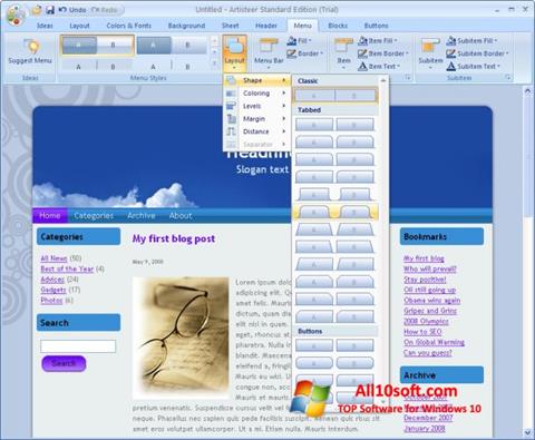 Снимка на екрана Artisteer за Windows 10