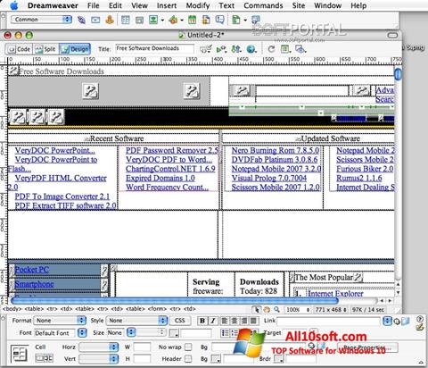 Снимка на екрана Macromedia Dreamweaver за Windows 10