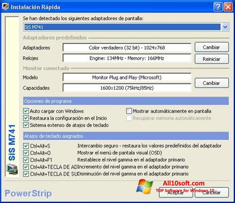 Снимка на екрана PowerStrip за Windows 10