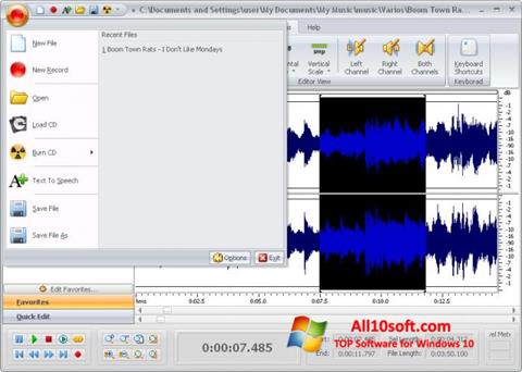 Снимка на екрана Free Audio Editor за Windows 10