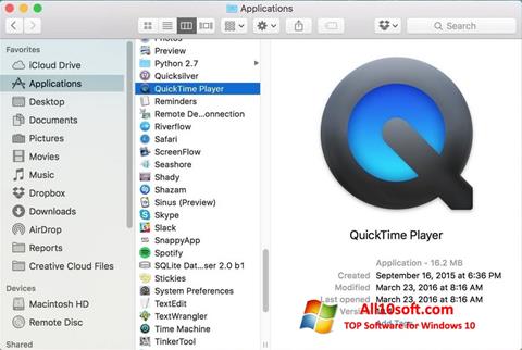 Снимка на екрана QuickTime Pro за Windows 10