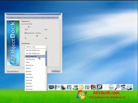 Снимка на екрана ObjectDock за Windows 10