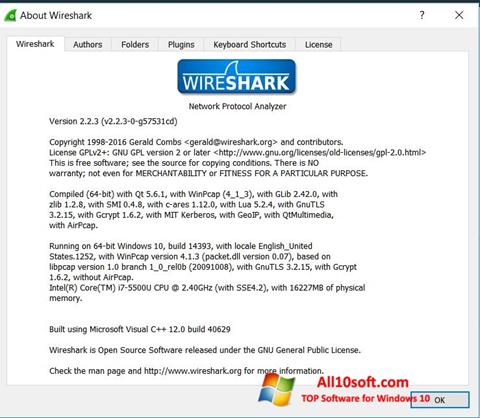 Снимка на екрана Wireshark за Windows 10