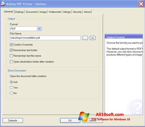 Снимка на екрана BullZip PDF Printer за Windows 10