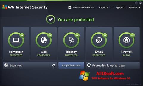 Снимка на екрана AVG Internet Security за Windows 10