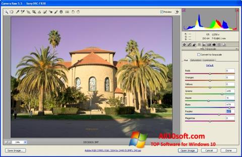 Снимка на екрана Adobe Camera Raw за Windows 10